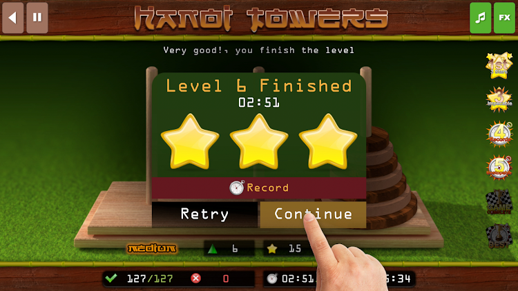 #4. The Hanoi Towers Lite (Android) By: 3DLogical®