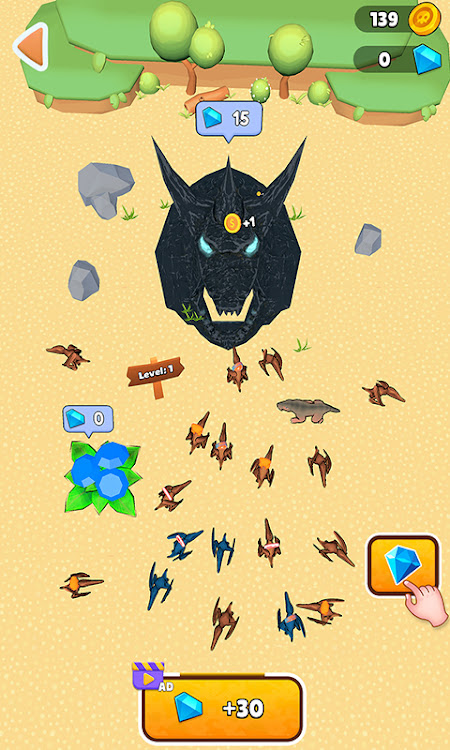 #3. Dinosaur Battle: Merge & Fight (Android) By: Whizwik Games