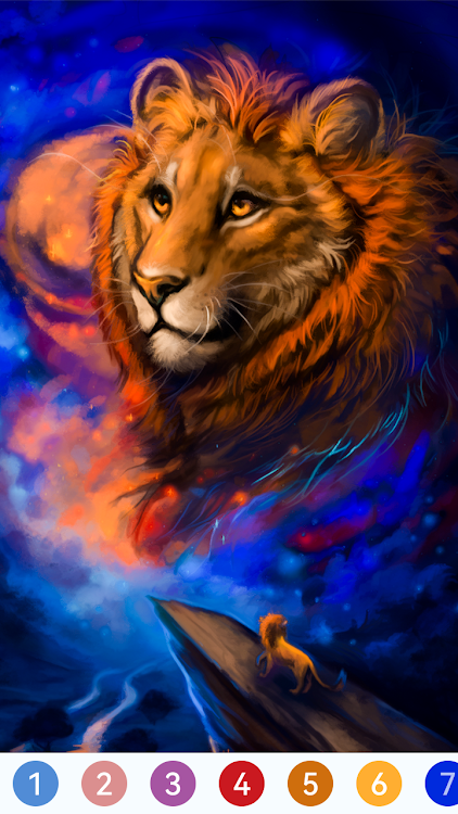 #4. Lion Paint by Number Game (Android) By: Tap Coloring Mobile