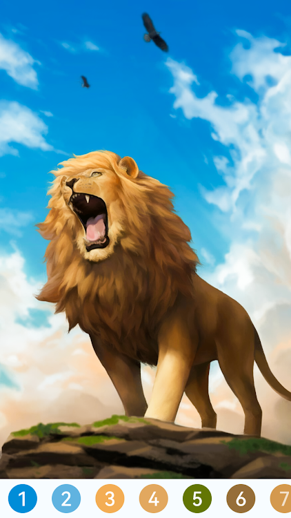 #3. Lion Paint by Number Game (Android) By: Tap Coloring Mobile