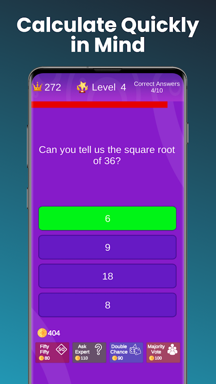 #6. Math Quiz: Brain Training Game (Android) By: Waneta Games