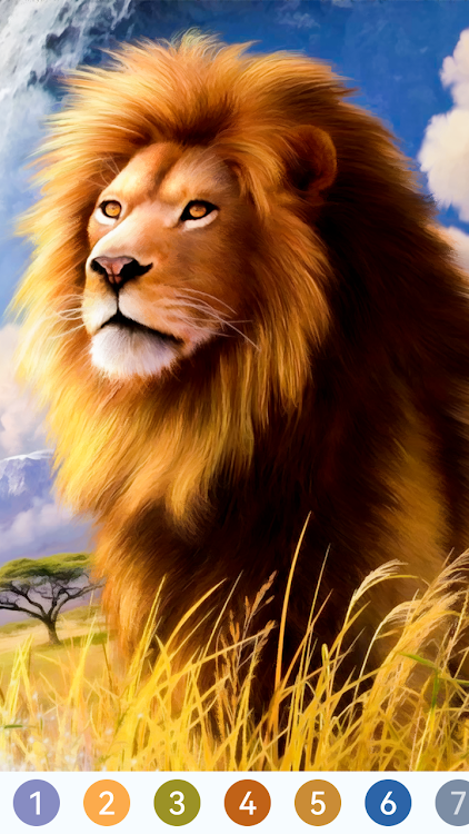 #5. Lion Paint by Number Game (Android) By: Tap Coloring Mobile