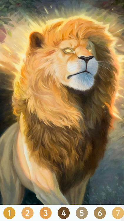 #10. Lion Paint by Number Game (Android) By: Tap Coloring Mobile