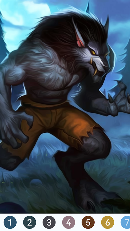 #2. Werewolf Paint by Number (Android) By: Tap Coloring Mobile