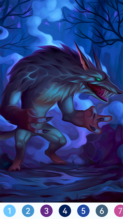 #5. Werewolf Paint by Number (Android) By: Tap Coloring Mobile