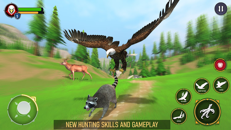 #2. Eagle Simulator wild hunt game (Android) By: Tap 2 Simulate - Wild Animals Simulators