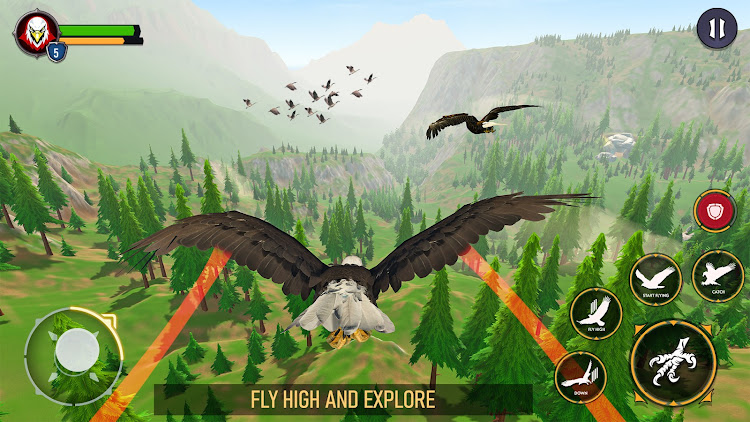 #4. Eagle Simulator wild hunt game (Android) By: Tap 2 Simulate - Wild Animals Simulators