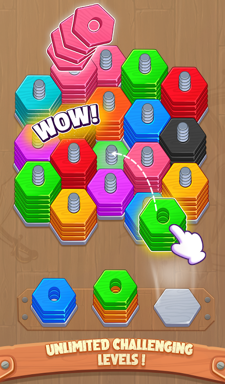 #3. Wood Nuts Sort - Screws Puzzle (Android) By: TechArts Games