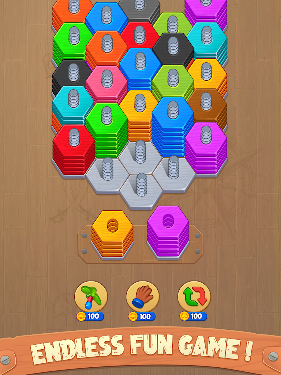 #5. Wood Nuts Sort - Screws Puzzle (Android) By: TechArts Games