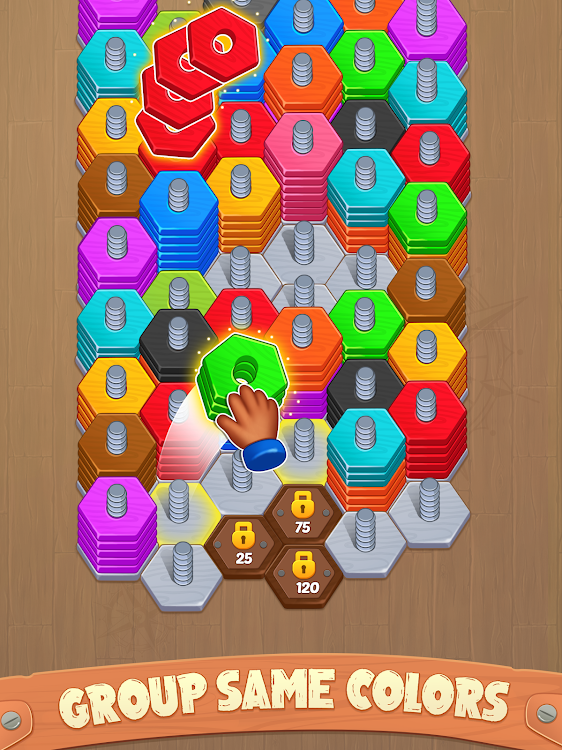 #6. Wood Nuts Sort - Screws Puzzle (Android) By: TechArts Games