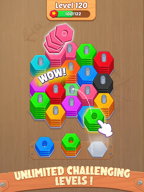 #7. Wood Nuts Sort - Screws Puzzle (Android) By: TechArts Games