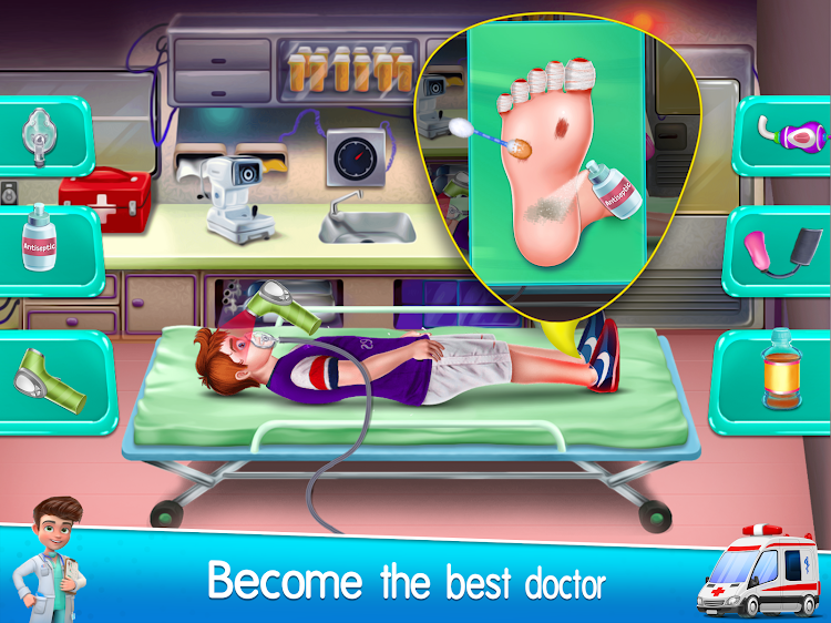 #4. Ambulance Doctor Hospital Game (Android) By: HAPPY TAPPY STUDIO