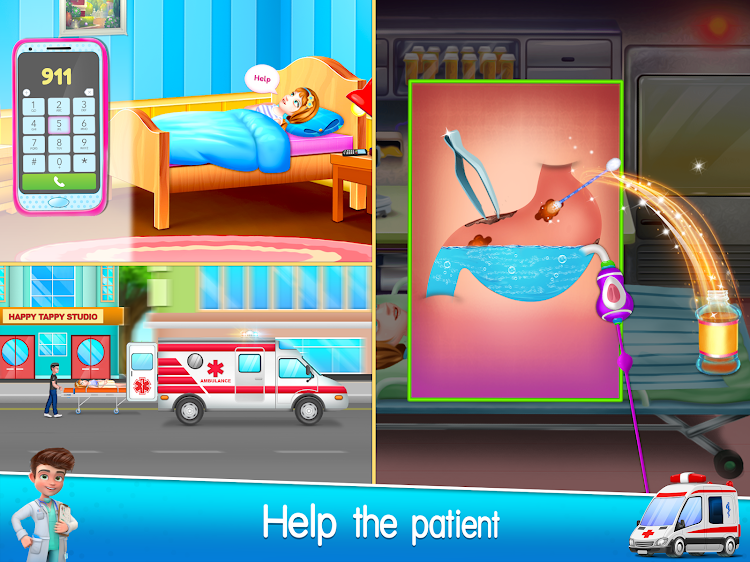 #5. Ambulance Doctor Hospital Game (Android) By: HAPPY TAPPY STUDIO