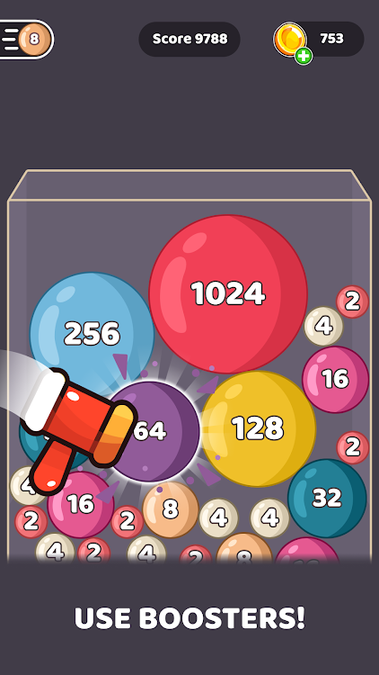 #3. 2048 Balls: Number Puzzle (Android) By: Unico Studio