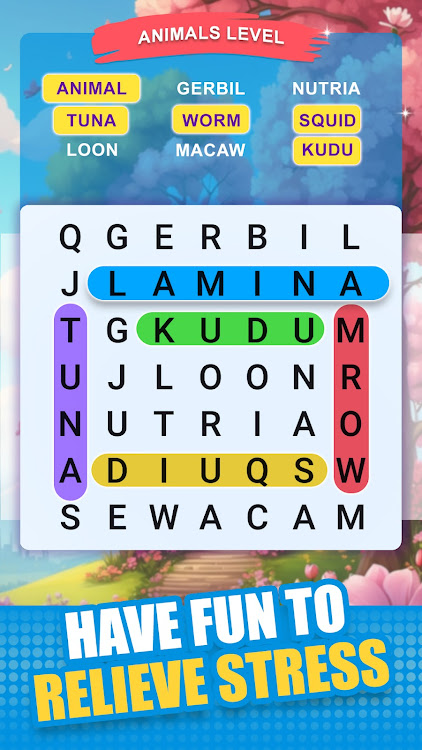 #3. Word Search - Game (Android) By: Astha Dhameliya