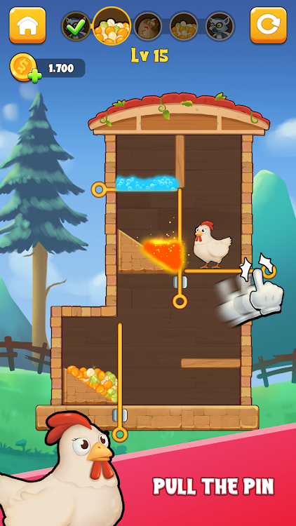 #7. Chicken Rescue: Pull The Pin (Android) By: CSCMobi Studios