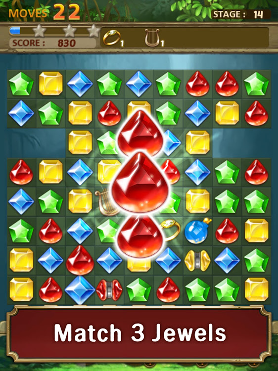 #7. Jewels Jungle : Match 3 Puzzle (Android) By: SUPERBOX Inc