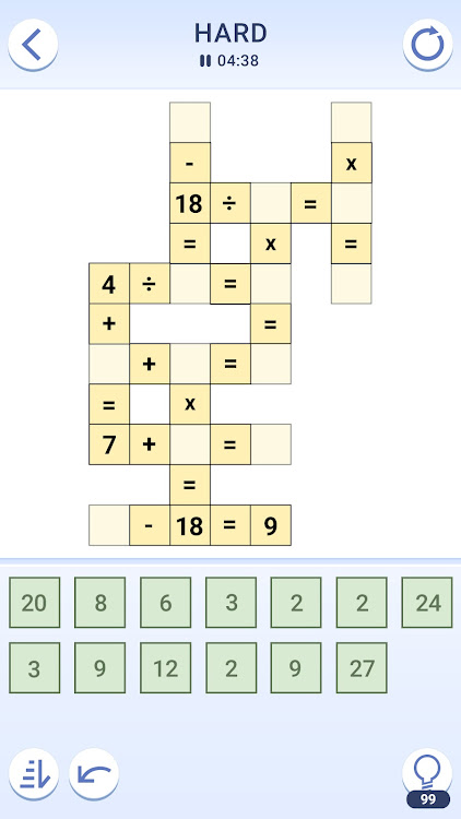 #2. Cross Math Puzzles (Android) By: Hypervation