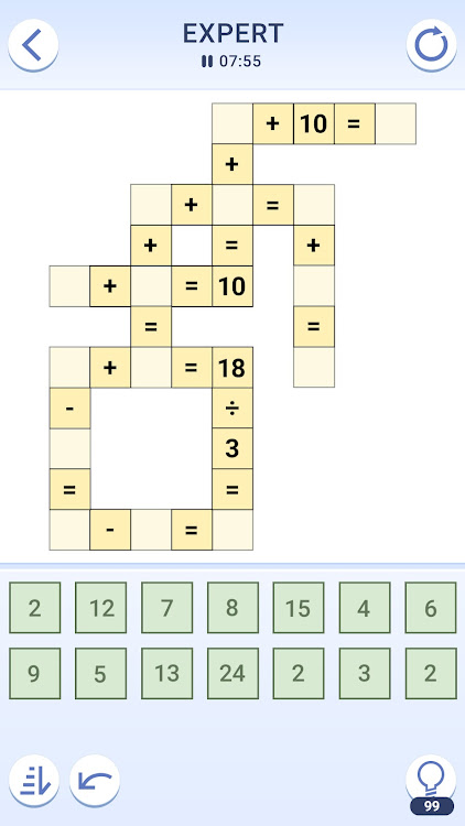 #3. Cross Math Puzzles (Android) By: Hypervation