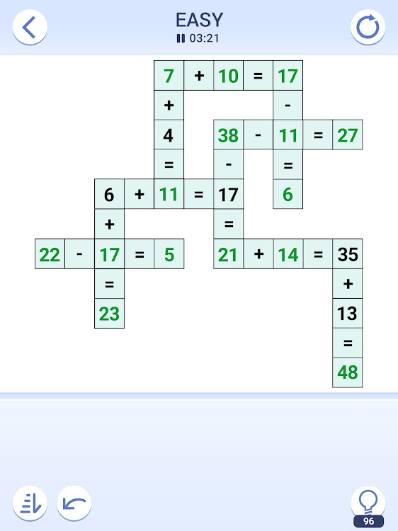 #9. Cross Math Puzzles (Android) By: Hypervation