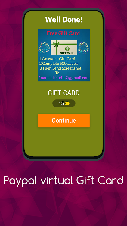 #2. PayPal Virtual Gift Card (Android) By: CreativeApps-ash