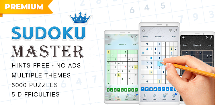 #5. Sudoku Master Premium: Offline (Android) By: otto games