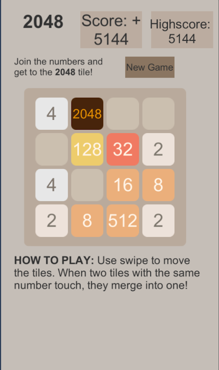 #7. 2048_FULL (Android) By: Sunnshine Games