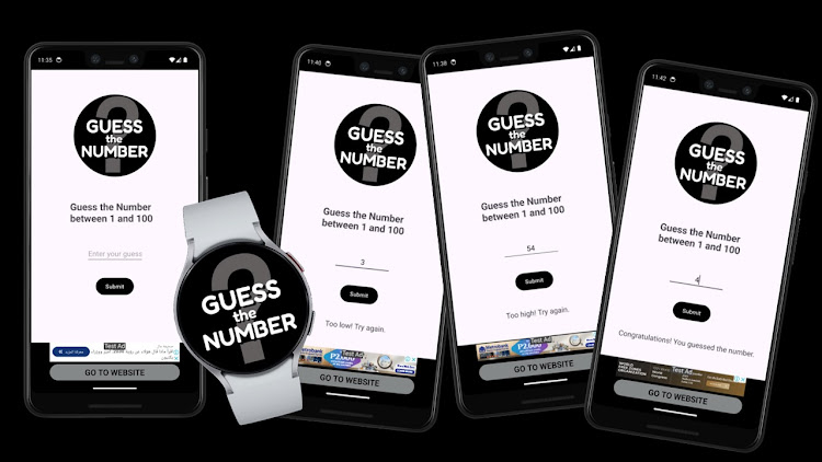 #4. Guess the Number Wear OS Game (Android) By: GPhoenix Apps