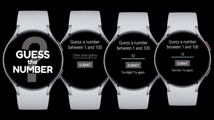 #5. Guess the Number Wear OS Game (Android) By: GPhoenix Apps