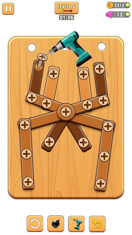 #2. Screw Puzzle Wood Nut and Bolt (Android) By: CROSSJUMP STUDIO