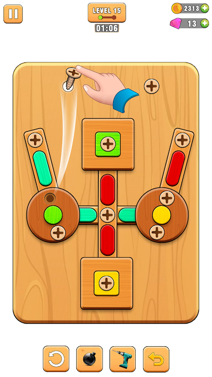 #3. Screw Puzzle Wood Nut and Bolt (Android) By: CROSSJUMP STUDIO