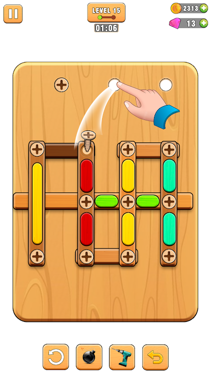 #4. Screw Puzzle Wood Nut and Bolt (Android) By: CROSSJUMP STUDIO