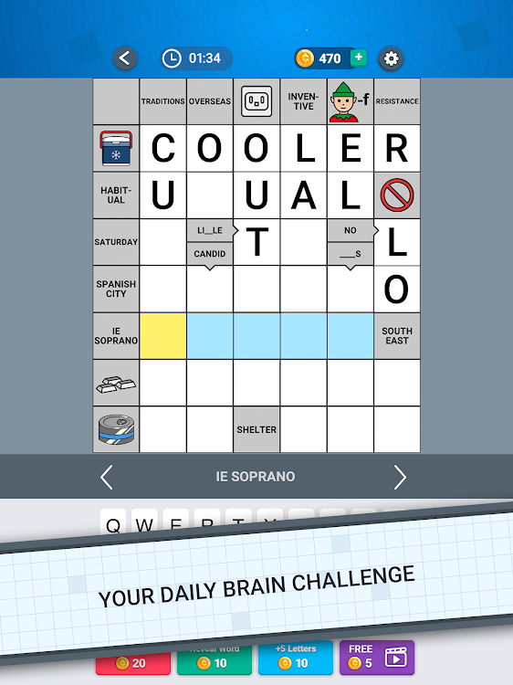 #9. Daily Crossword Arrow Solo (Android) By: FunCraft Games