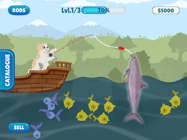 #5. Fish Catching - Cat Fish Game (Android) By: GamesCraft Studio