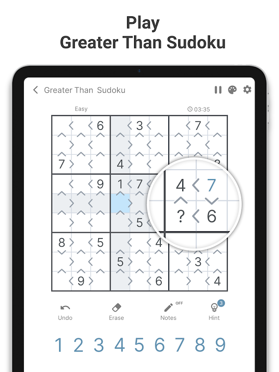 #9. Greater Than Sudoku (Android) By: Brainbete