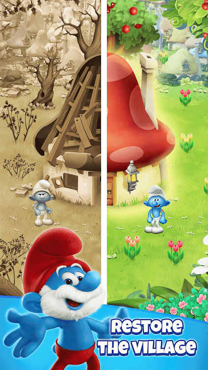 #3. Smurfs Bubble Shooter Story (Android) By: Viva Games Studios