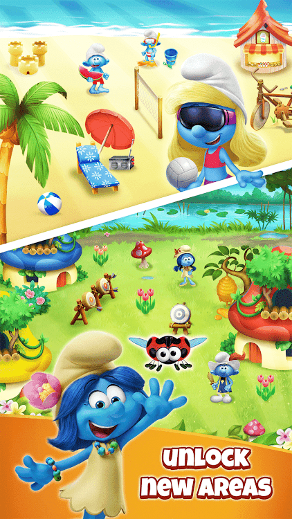 #4. Smurfs Bubble Shooter Story (Android) By: Viva Games Studios