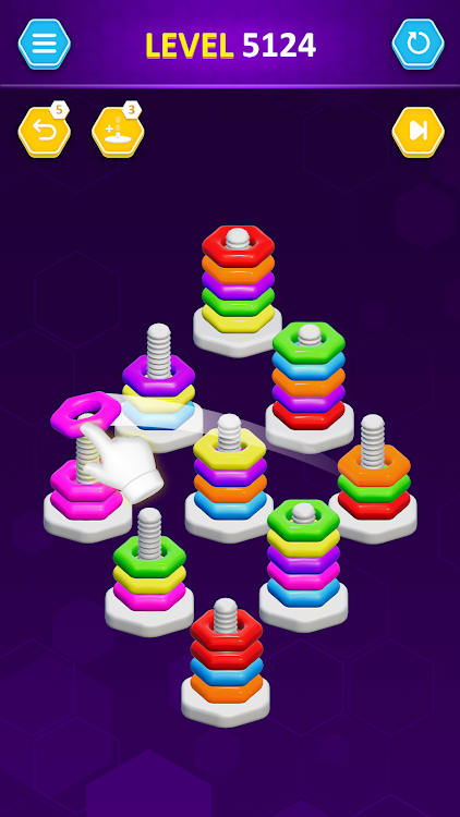 #7. Hexa hoop sort (Android) By: Smash studios