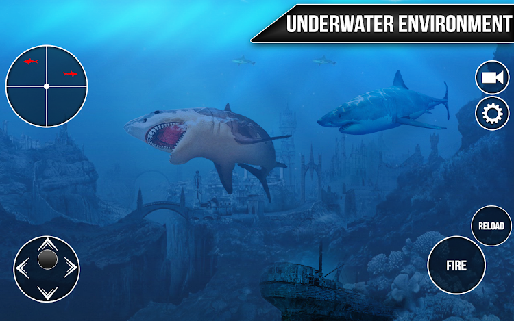 #3. Wild Shark Fish Hunting game (Android) By: Check-In Games