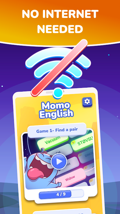 #5. Learn words and play with Momo (Android) By: Quiz & Trivia Games by Mno Go Apps