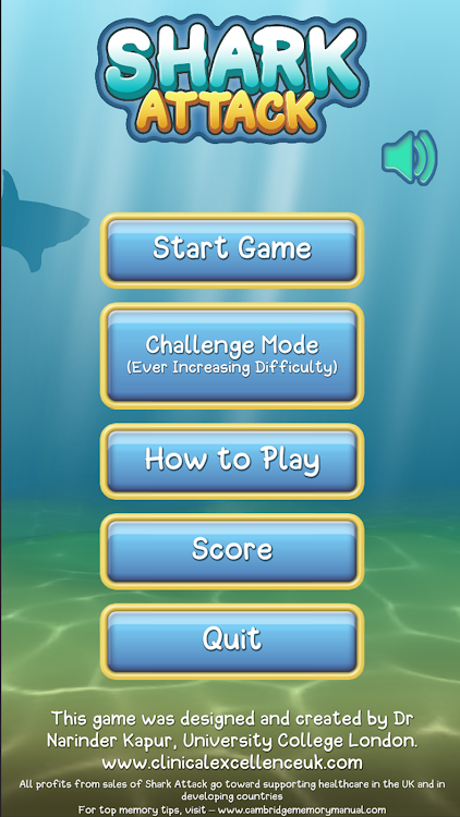 #4. Shark Attack Memory Game (Android) By: Narinder Kapur