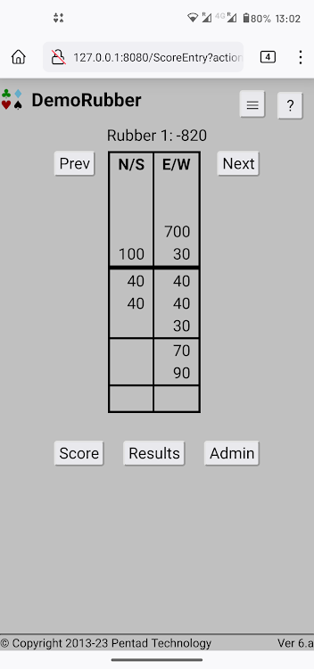 #7. Bridge Scorer (Android) By: Tony Clulow