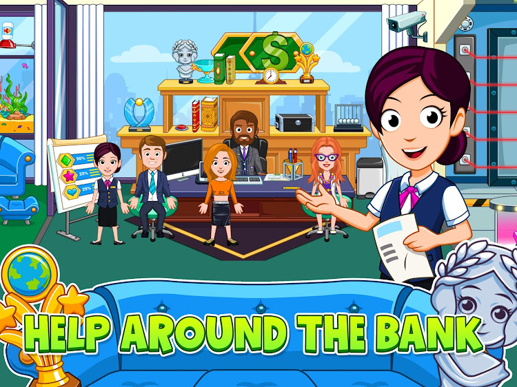 #9. My City : Bank (Android) By: My Town Games Ltd