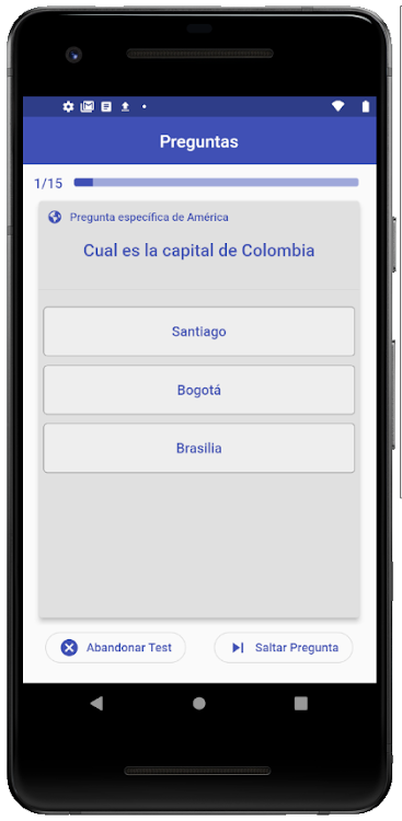 #5. Quiz de ciudades capitales (Android) By: Marcos MC