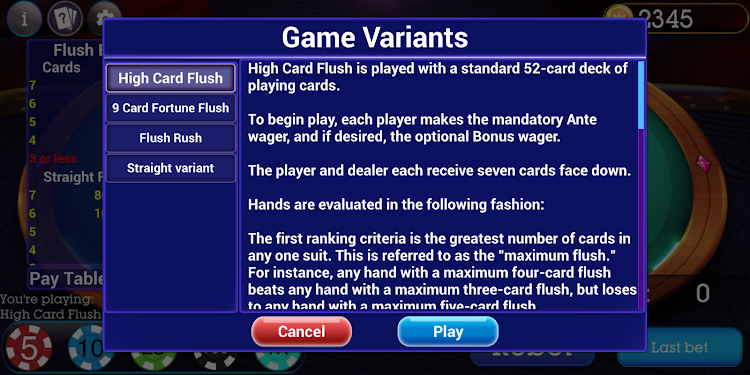 #2. High Card Flush Poker (Android) By: Blue Wind Studio