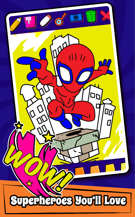 #4. Superhero Coloring Book Games (Android) By: GunjanApps Studios