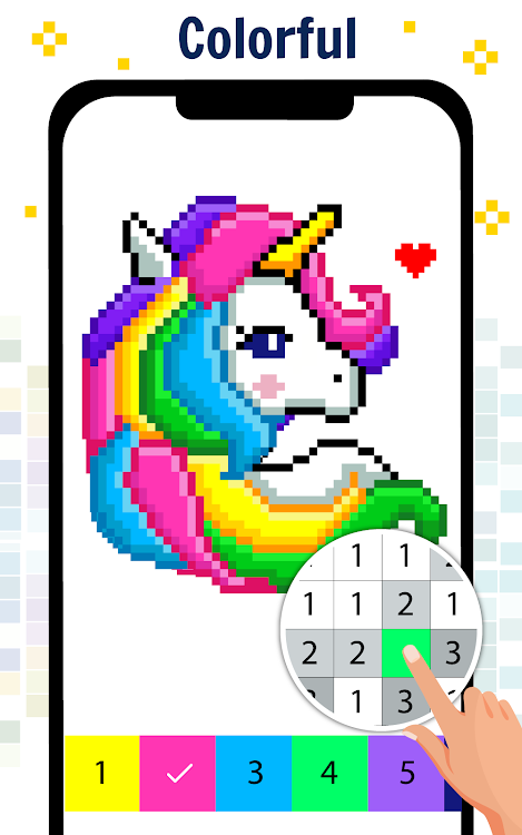 #9. Pixel Art Color by number Game (Android) By: GunjanApps Studios