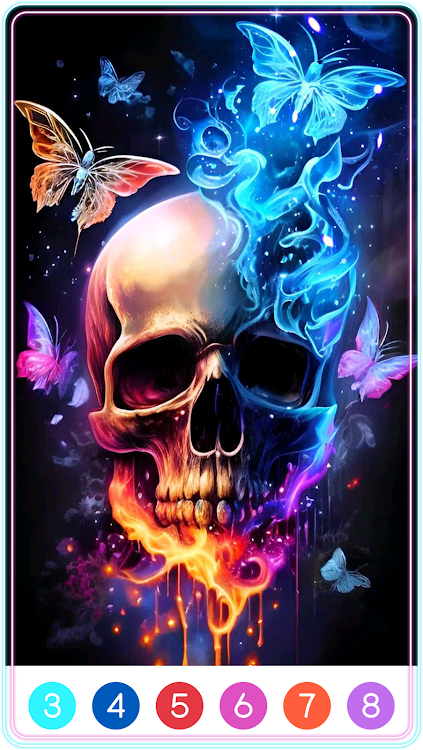 #2. Skull Coloring Book Color Game (Android) By: Color by Number Games