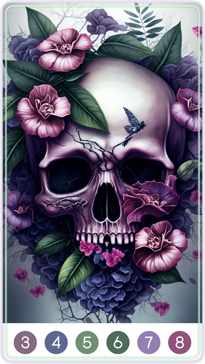 #3. Skull Coloring Book Color Game (Android) By: Color by Number Games