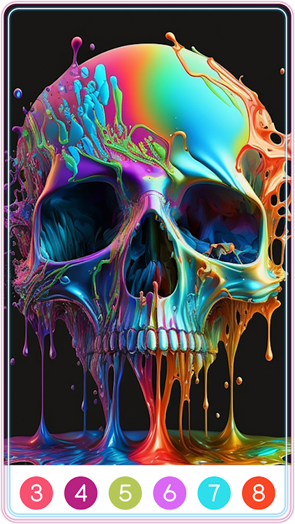 #4. Skull Coloring Book Color Game (Android) By: Color by Number Games